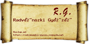 Radvánszki Győző névjegykártya